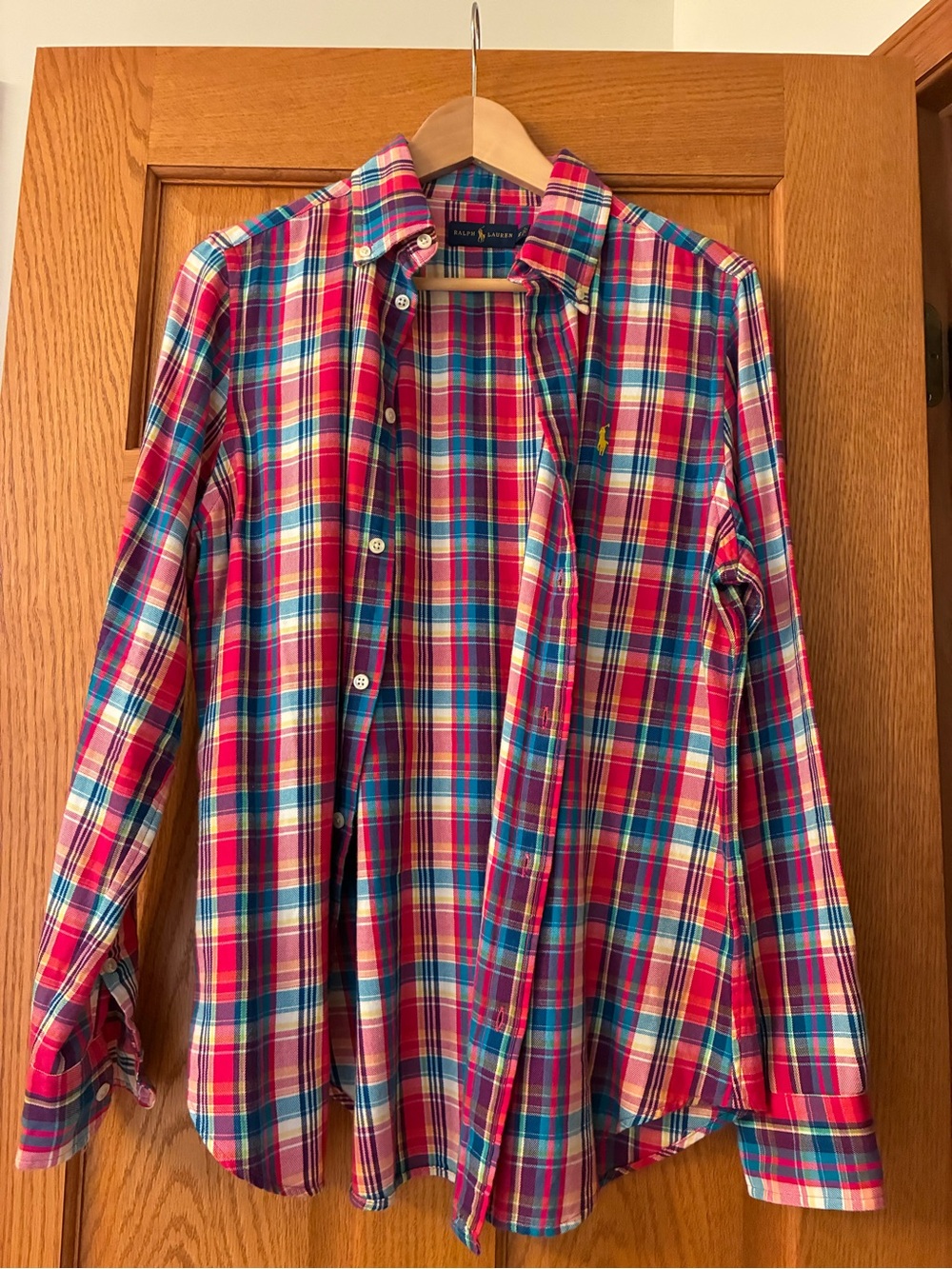 Ralph Lauren Pink, Blue & White Plaid Button-Down Shirt